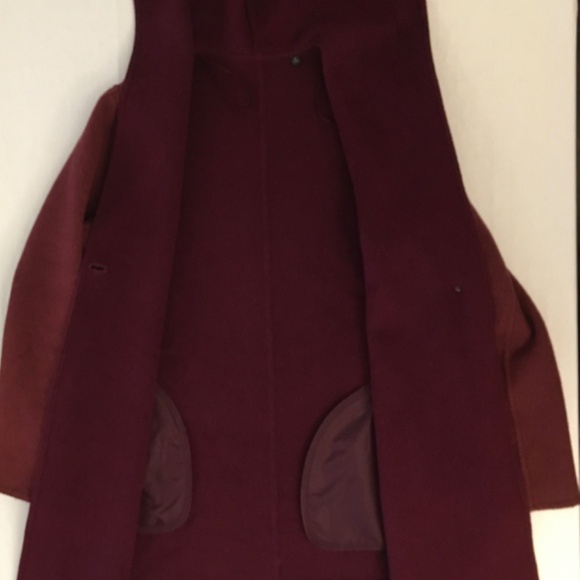 Uniqlo double faced wool blend coat with hood - maroon - oversized XS - Picture 7 of 15